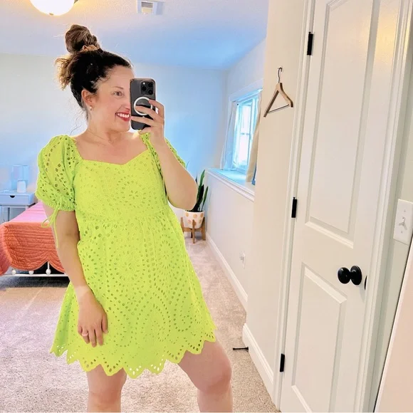 Tuckernuck | Dresses | Nwt Tuckernuck English Factory Lime Green Eyelet  Mini Dress Medium | Poshmark